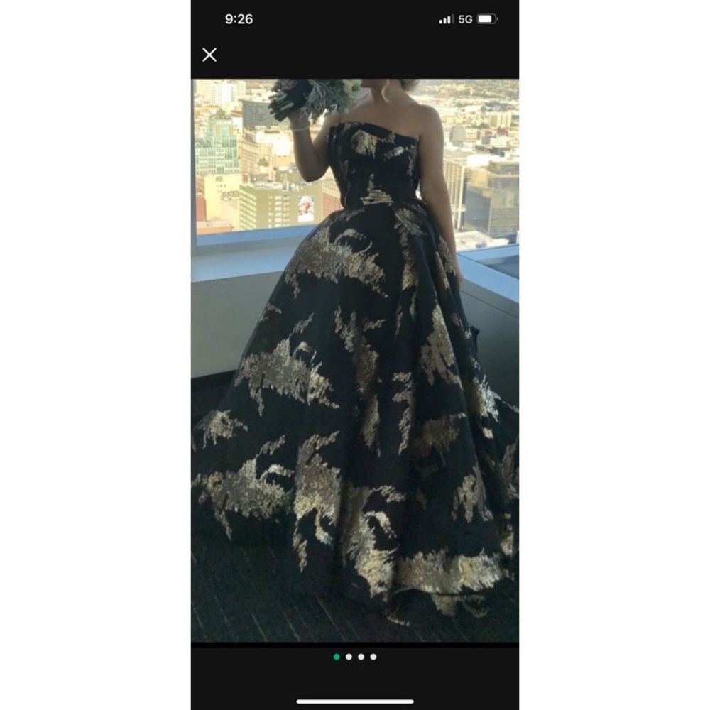 Elegant Black and Gold Strapless Gown